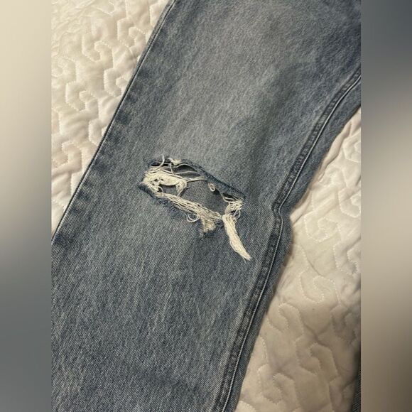 Express modern straight distressed 4 long low rise jeans denim - Picture 7 of 9